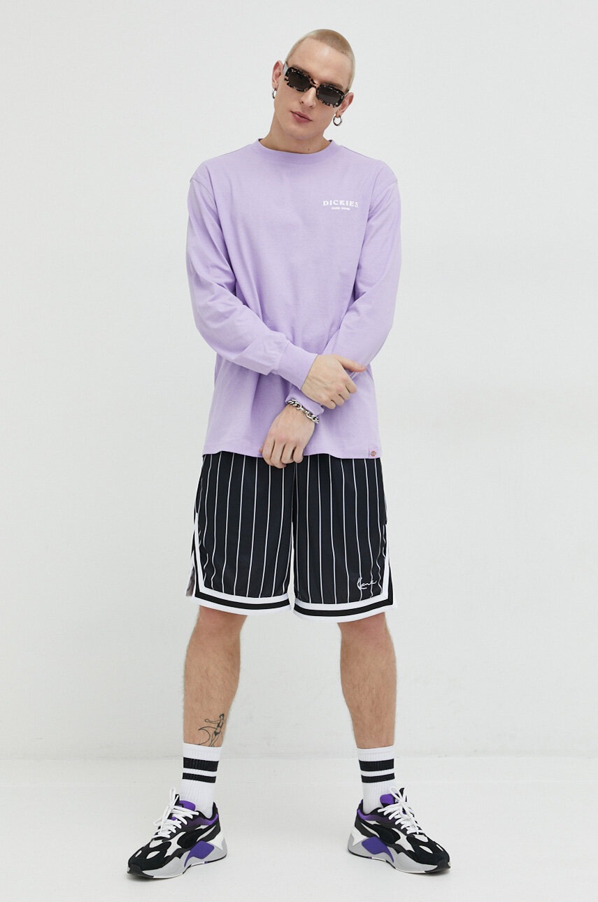 

Хлопковый лонгслив Dickies цвет фиолетовый с принтом
