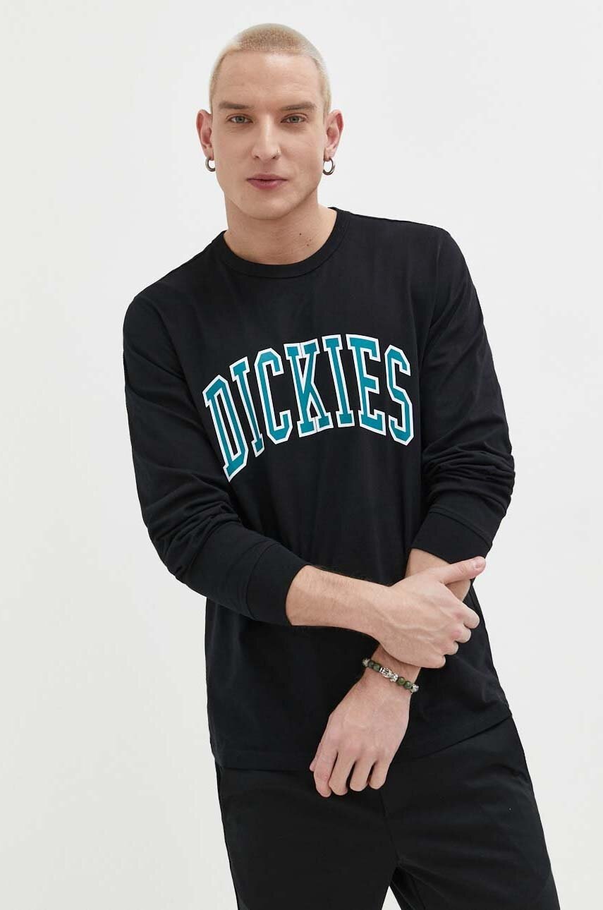 

Бавовняний лонгслів Dickies колір чорний з принтом