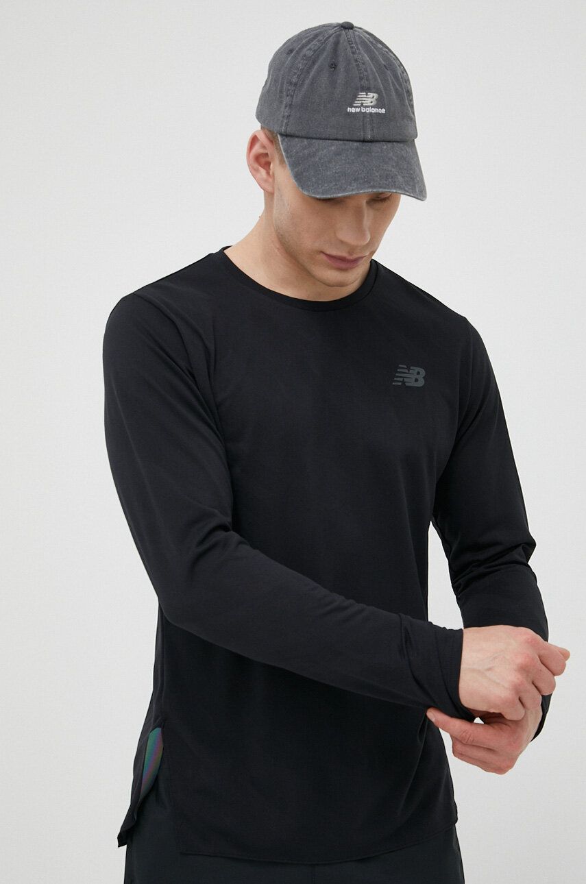 Běžecké triko s dlouhým rukávem New Balance Q Speed černá barva - černá -  100 % Recyklovaný po