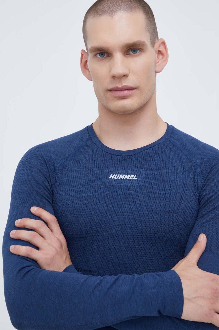 Tréninkové tričko s dlouhým rukávem Hummel Mike s potiskem - modrá - 47 % Polyester