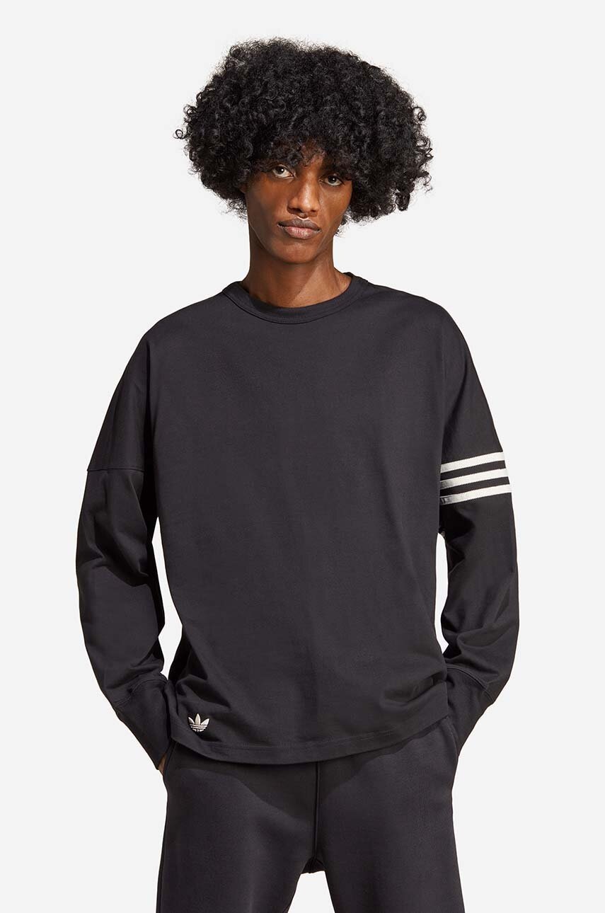 

Хлопковый лонгслив adidas Originals цвет чёрный однотонный HR8697-black