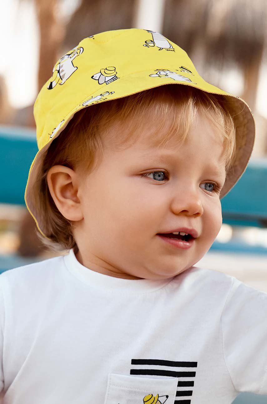 Dětská oboustranná čepice Mayoral žlutá barva - žlutá -  100 % Polyester