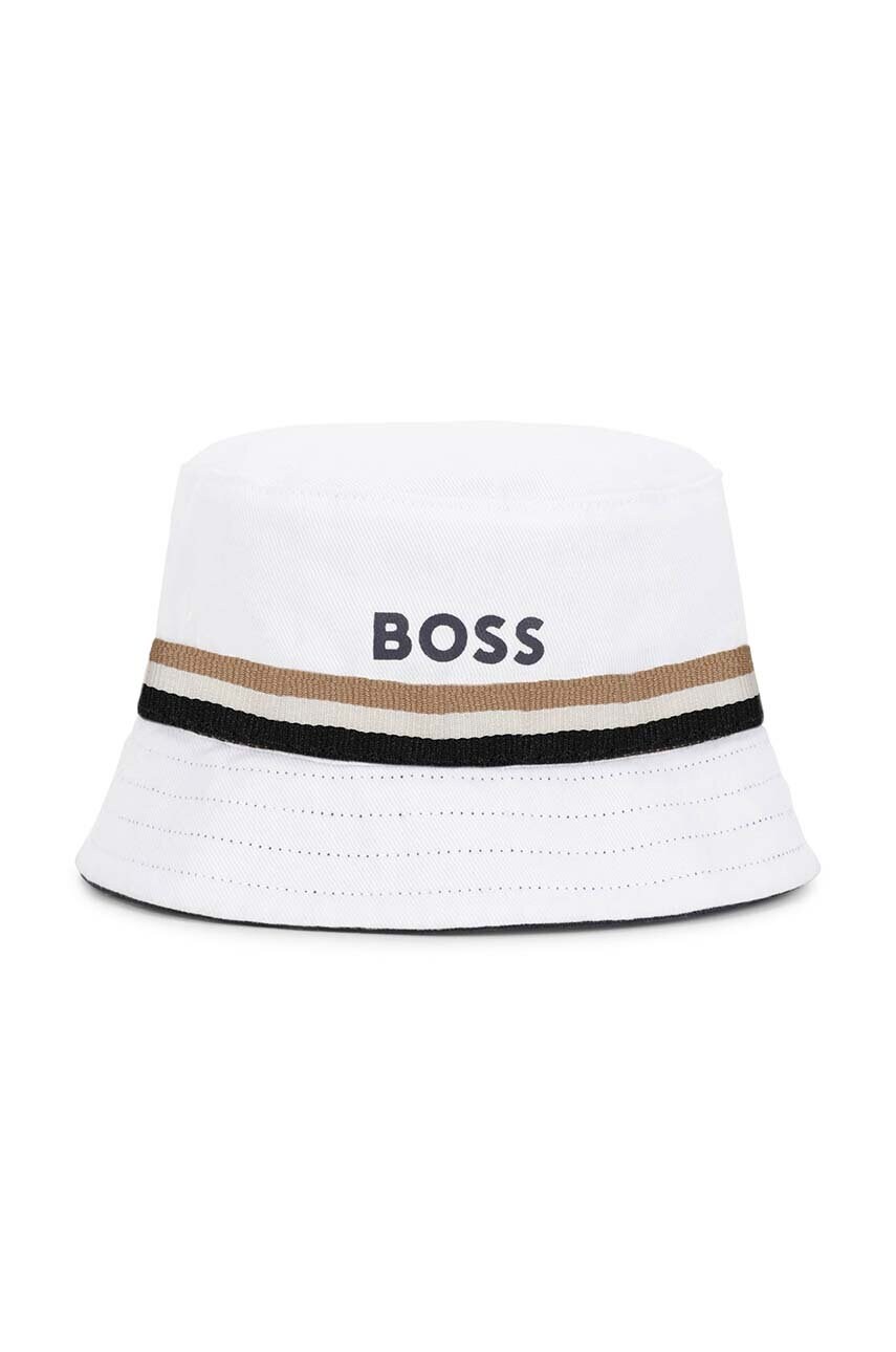 

Детская двусторонняя хлопковая шляпа BOSS цвет синий хлопковый