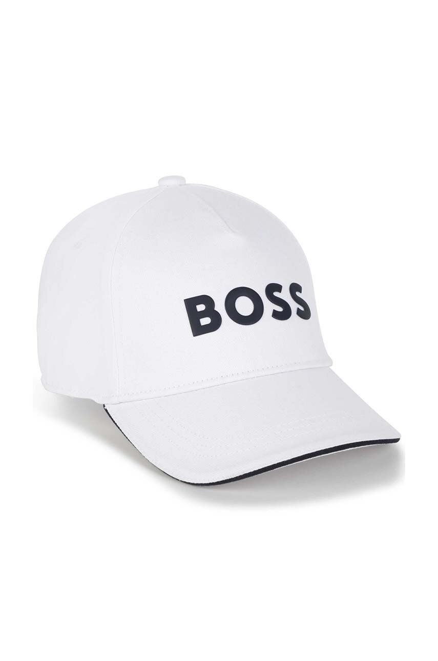 BOSS șapcă din bumbac pentru copii culoarea alb, cu imprimeu