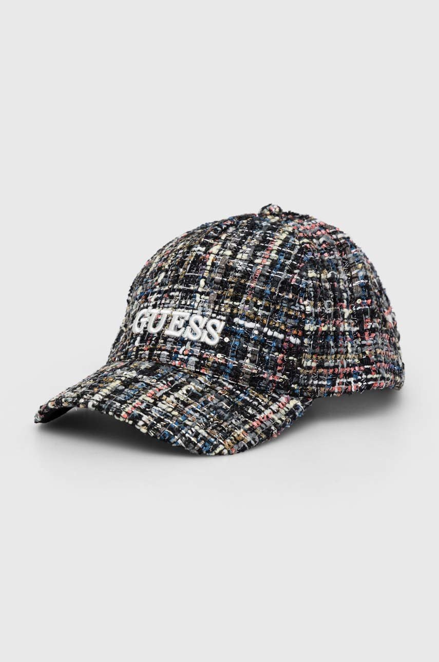 

Кепка Guess колір чорний візерунок