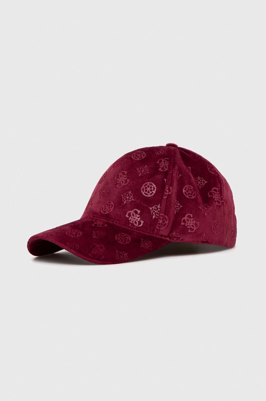 

Кепка Guess колір бордовий візерунок
