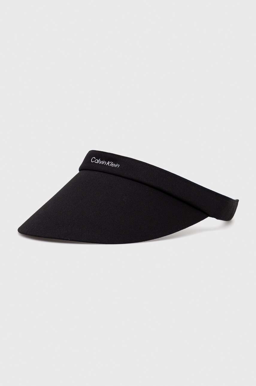 

Памучна козирка Calvin Klein в черно с изчистен дизайн, Черен