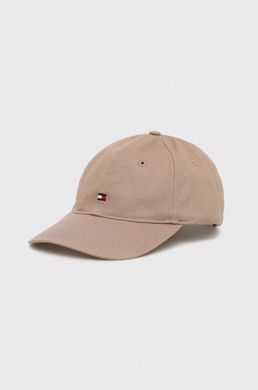

Памучна шапка с козирка Tommy Hilfiger в кафяво с изчистен дизайн, Кафяв