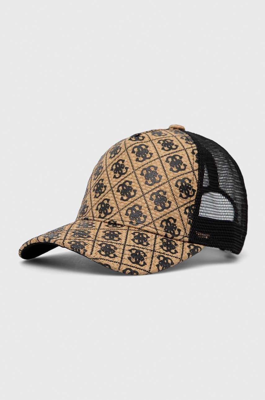 

Кепка Guess колір бежевий візерунок