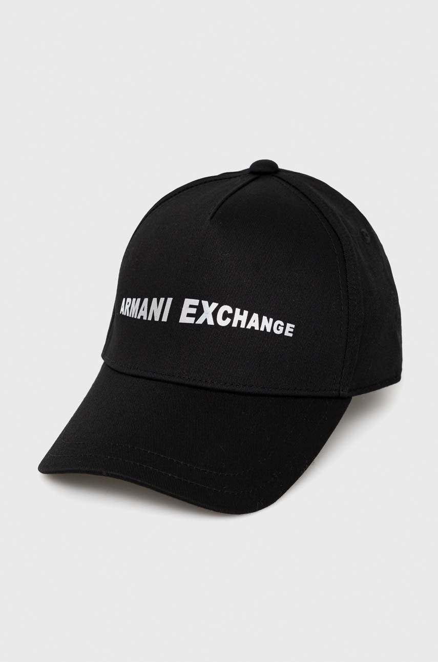 Bavlněná baseballová čepice Armani Exchange černá barva, s potiskem - černá -  100 % Bavlna