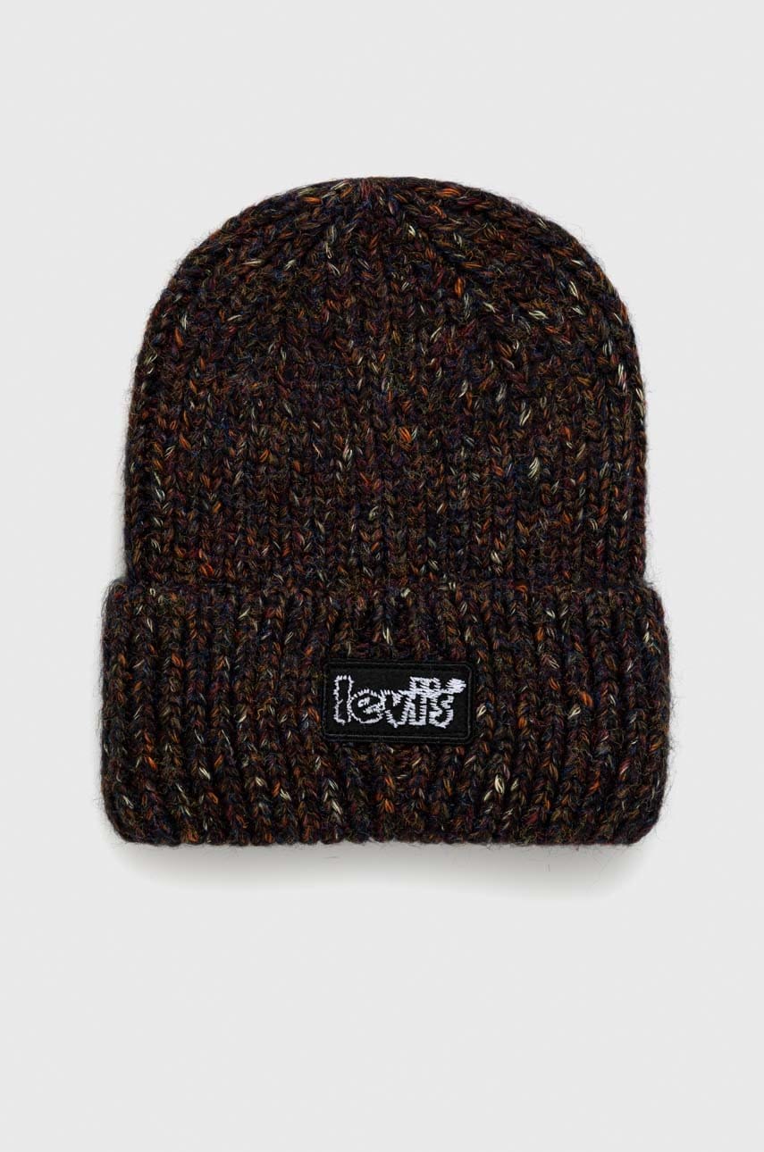 Levi's caciula din amestec de lana culoarea negru, din tricot gros