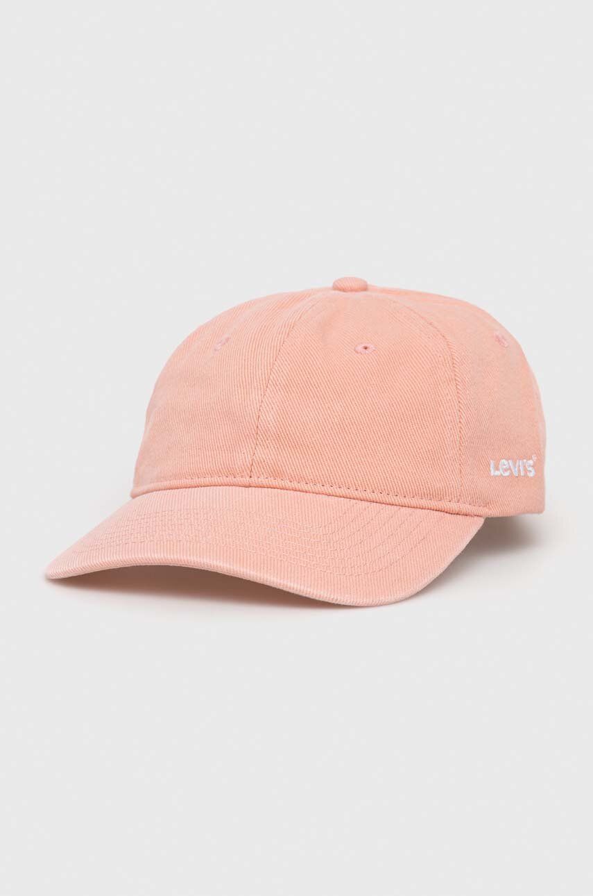 Levně Bavlněná baseballová čepice Levi's růžová barva