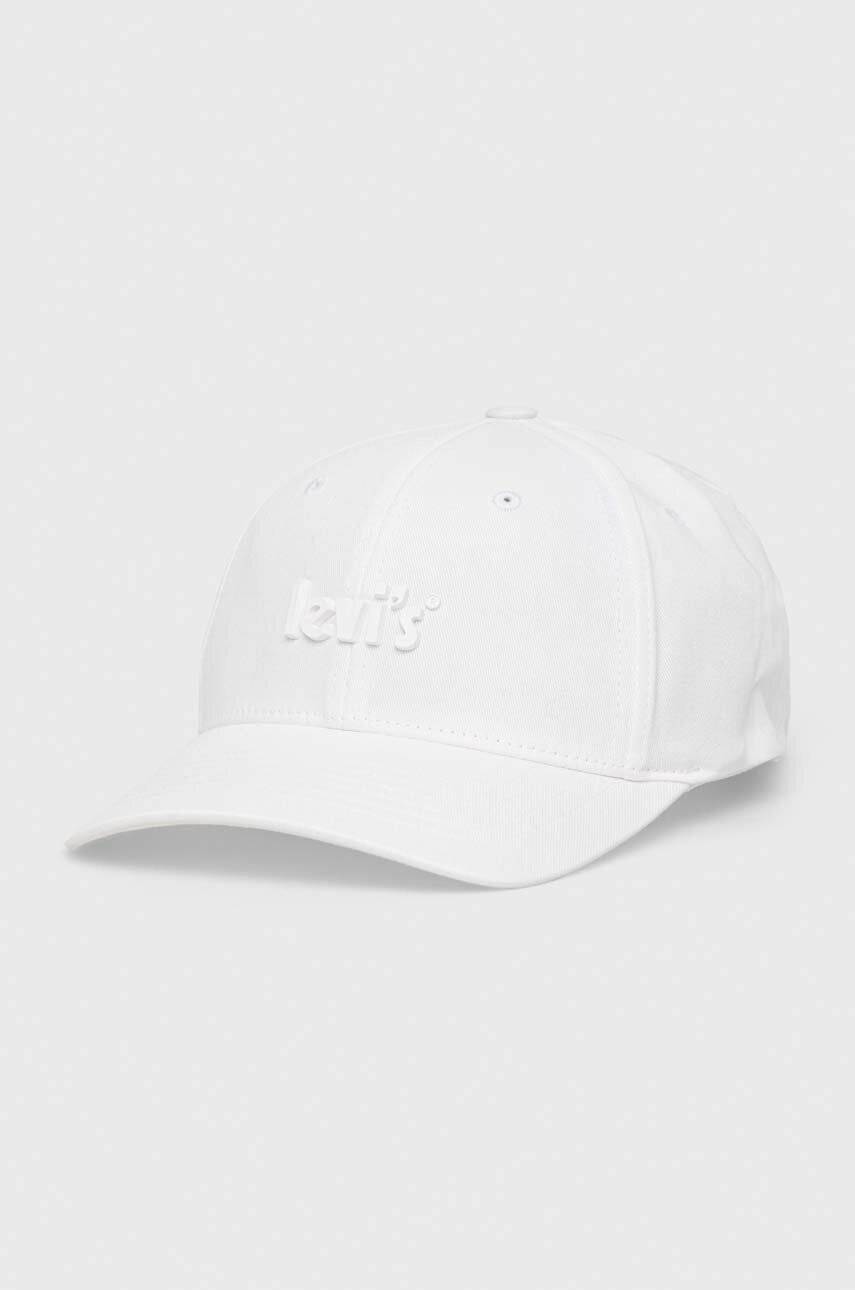 

Шапка с козирка Levi's в бяло с изчистен дизайн, Бял