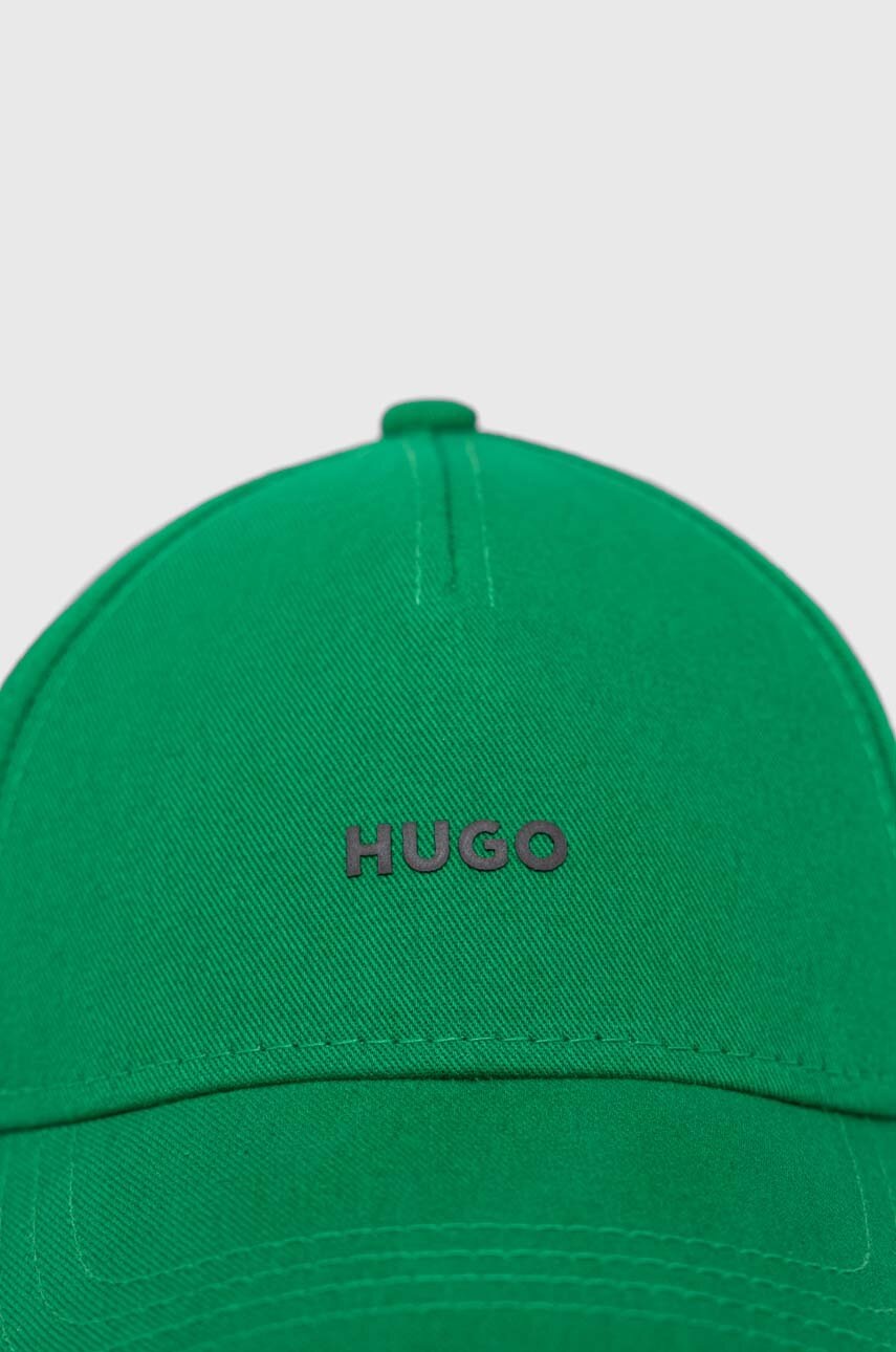 

Хлопковая кепка HUGO цвет зелёный с принтом