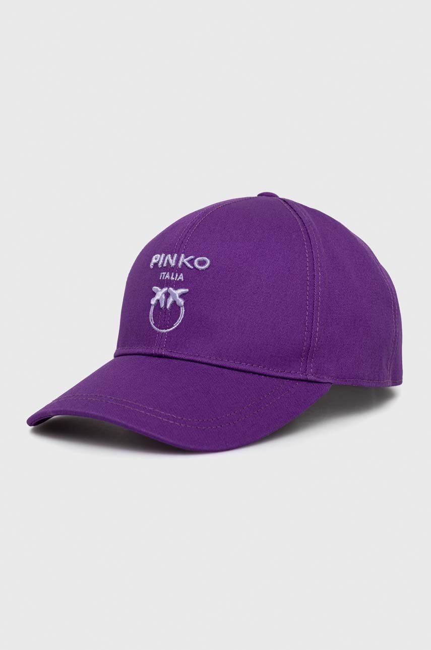 Bavlněná baseballová čepice Pinko fialová barva, s aplikací - fialová -  Hlavní materiál: 100 %