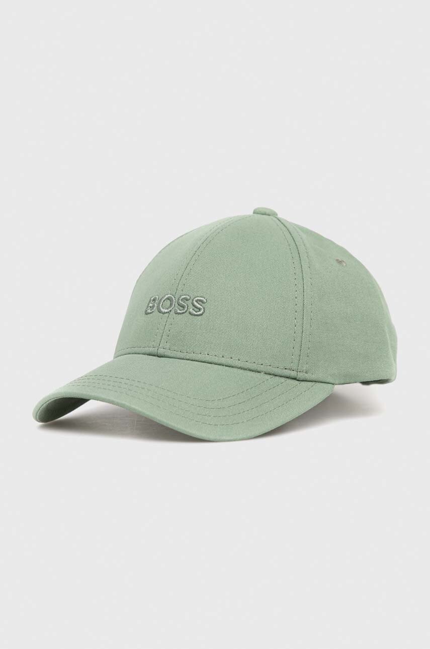 Boss șapcă de baseball din bumbac culoarea verde, neted