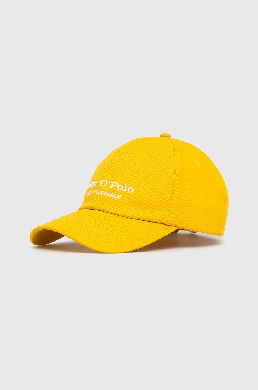 Bavlněná baseballová čepice Marc O′Polo žlutá barva, s potiskem - žlutá -  100 % Bavlna