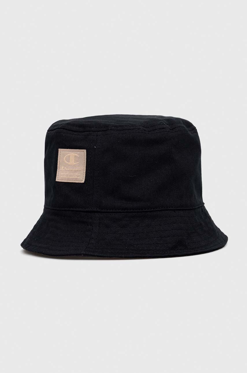 Oboustranný bavlněný klobouk Champion černá barva, bavlněný - černá -  100 % Bavlna
