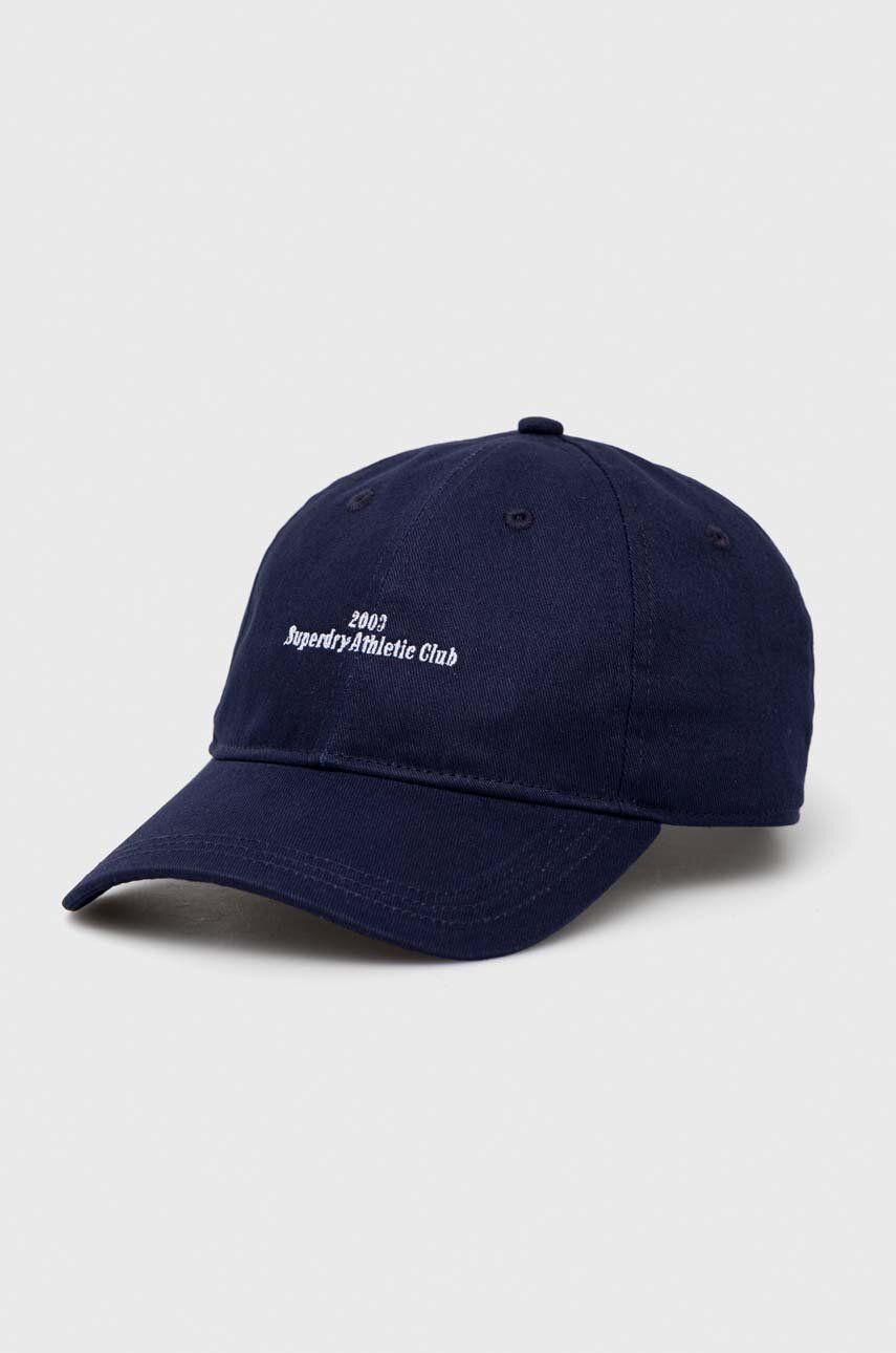 Superdry șapcă de baseball din bumbac culoarea albastru marin, cu imprimeu