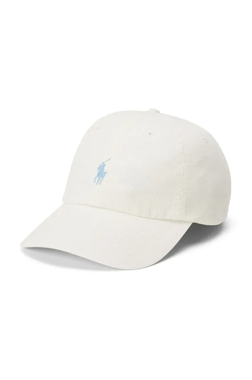 

Памучна шапка с козирка Polo Ralph Lauren в жълто с изчистен дизайн 211912843, Бежов