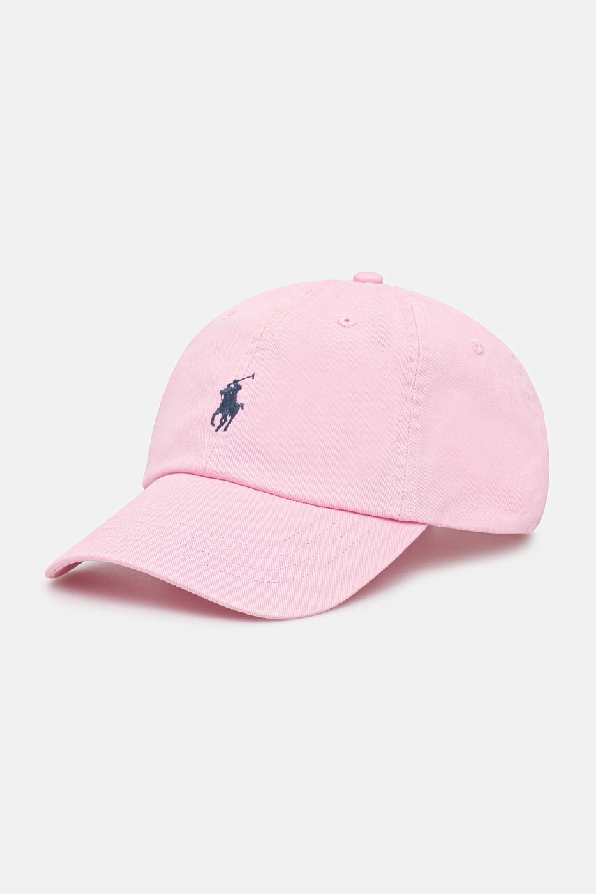 

Памучна шапка с козирка Polo Ralph Lauren в жълто с изчистен дизайн 211912843, Розов