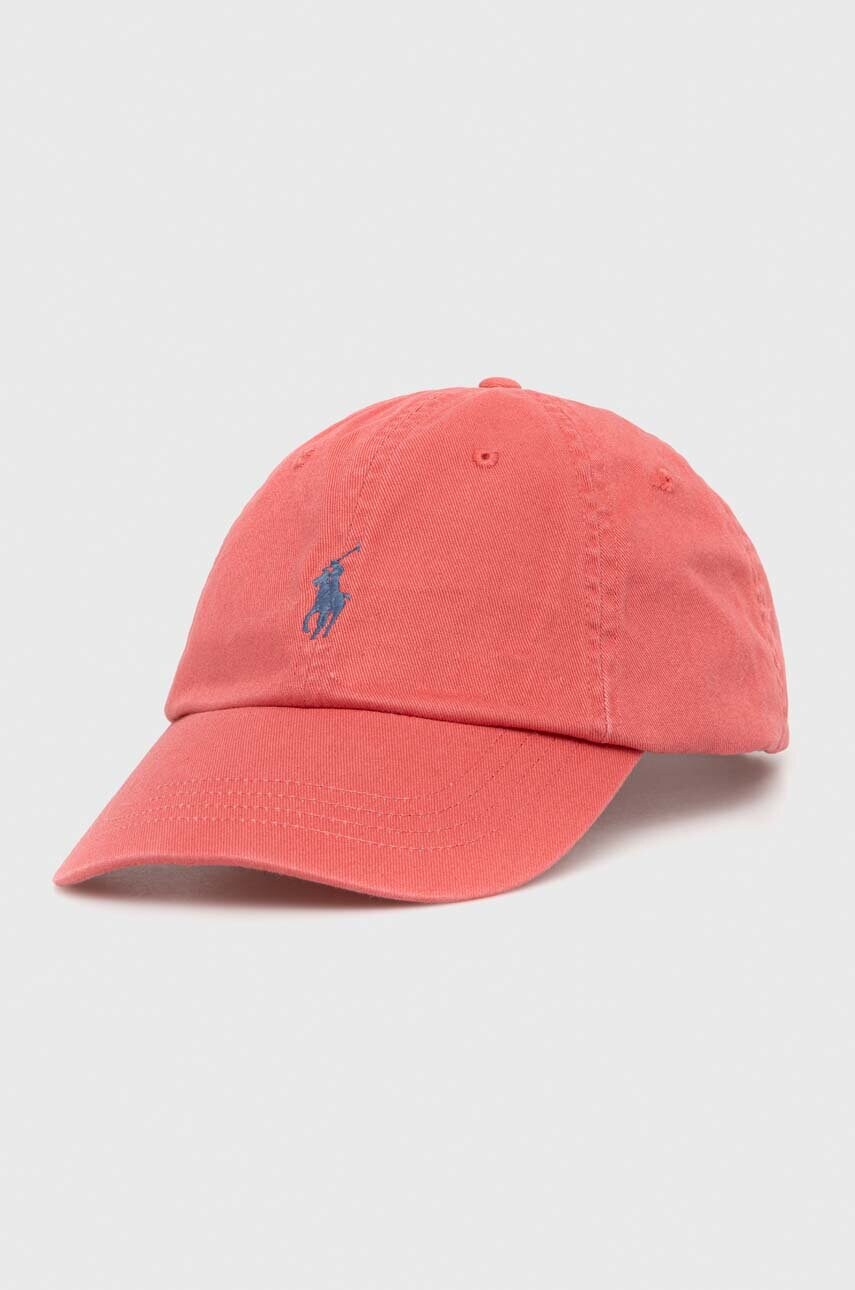 

Памучна шапка с козирка Polo Ralph Lauren в червено с изчистен дизайн, Червен