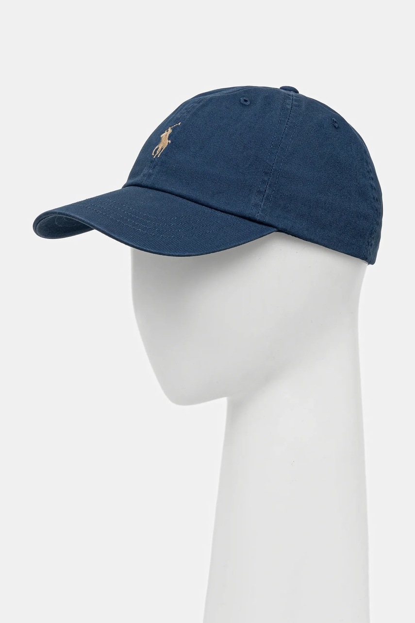 

Памучна шапка с козирка Polo Ralph Lauren в жълто с изчистен дизайн 211912843, Тъмносин