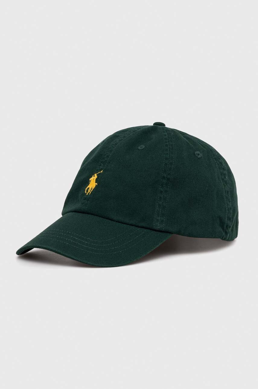 

Хлопковая кепка Polo Ralph Lauren цвет зелёный однотонная