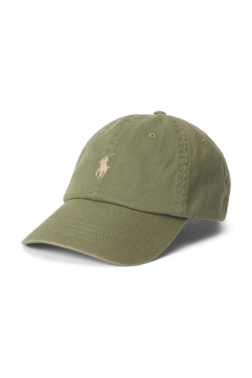 

Памучна шапка с козирка Polo Ralph Lauren в жълто с изчистен дизайн 211912843, Зелен