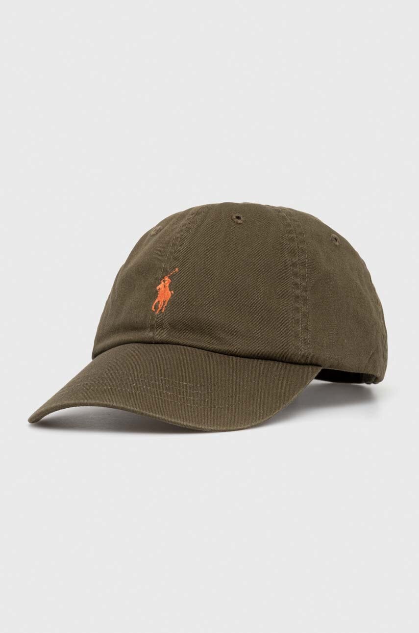 

Памучна шапка с козирка Polo Ralph Lauren в зелено с изчистен дизайн 211912843, Зелен