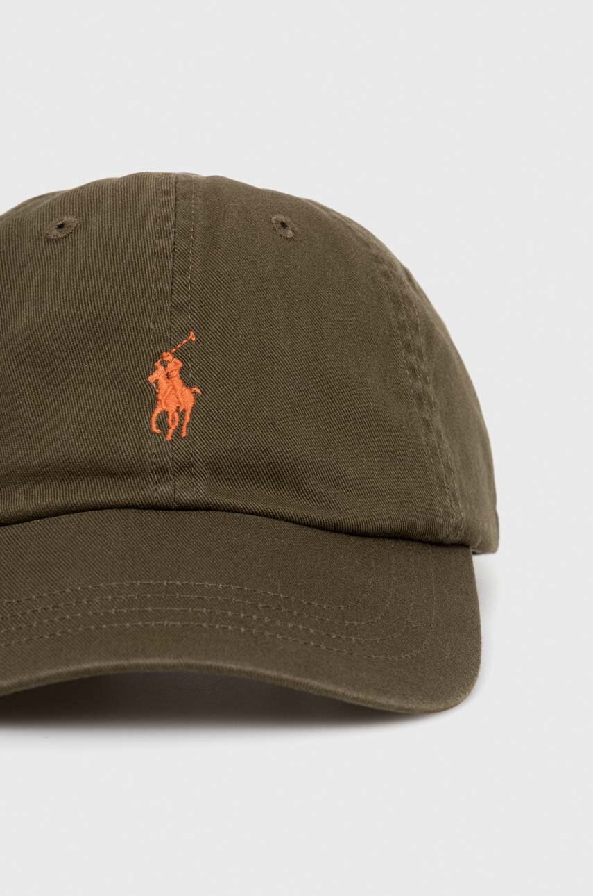 

Хлопковая кепка Polo Ralph Lauren цвет зелёный однотонная