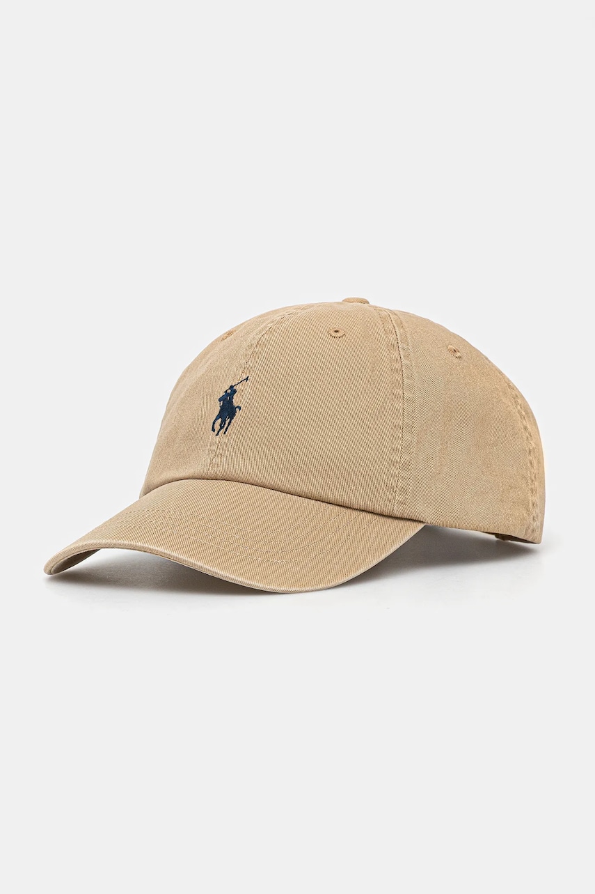 Polo Ralph Lauren czapka z daszkiem bawełniana kolor beżowy gładka 211912843