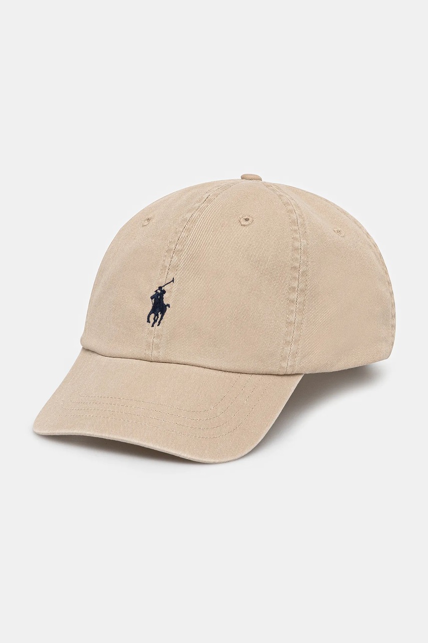 Polo Ralph Lauren czapka z daszkiem bawełniana kolor beżowy gładka 211912843