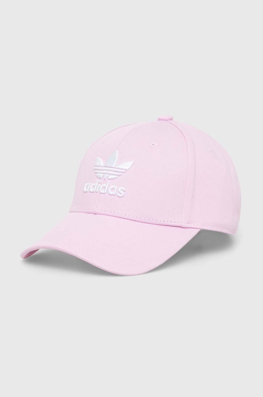 Bavlněná baseballová čepice adidas Originals růžová barva, s aplikací - růžová -  Hlavní materi