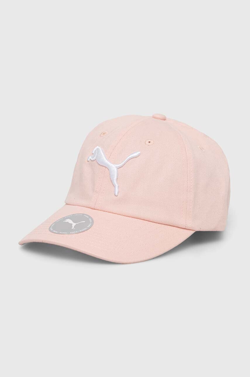 

Детская хлопковая кепка Puma ESS Cap Jr цвет розовый с аппликацией