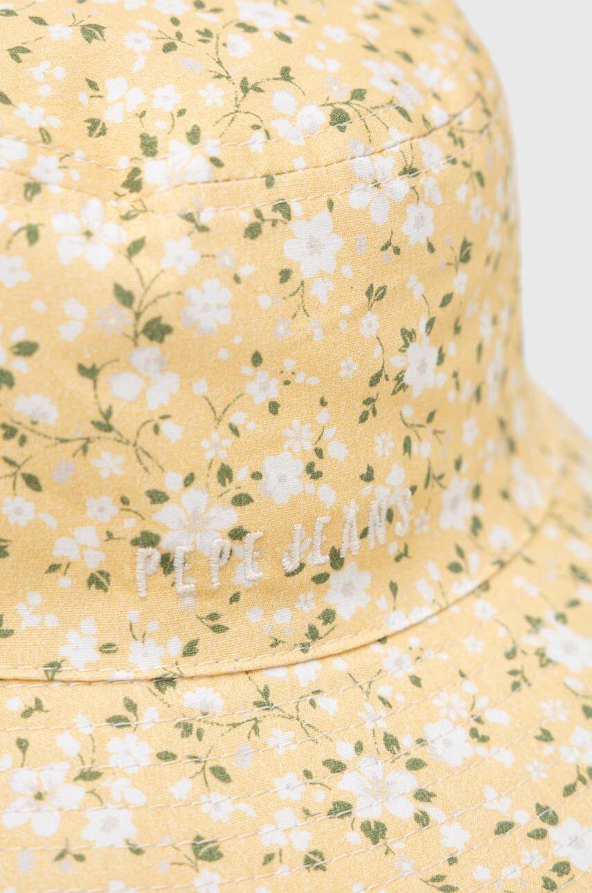 Детская двусторонняя хлопковая шляпа Pepe Jeans цвет жёлтый хлопковый Детская двусторонняя хлопковая шляпа Pepe Jeans цвет жёлтый хлопковый