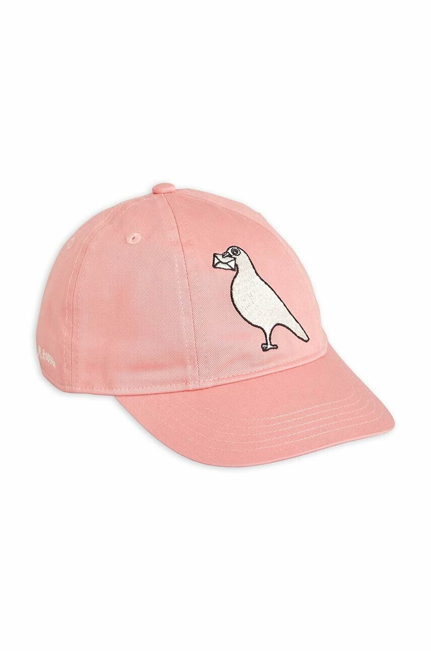 Mini rodini șapcă din bumbac pentru copii culoarea roz, cu imprimeu