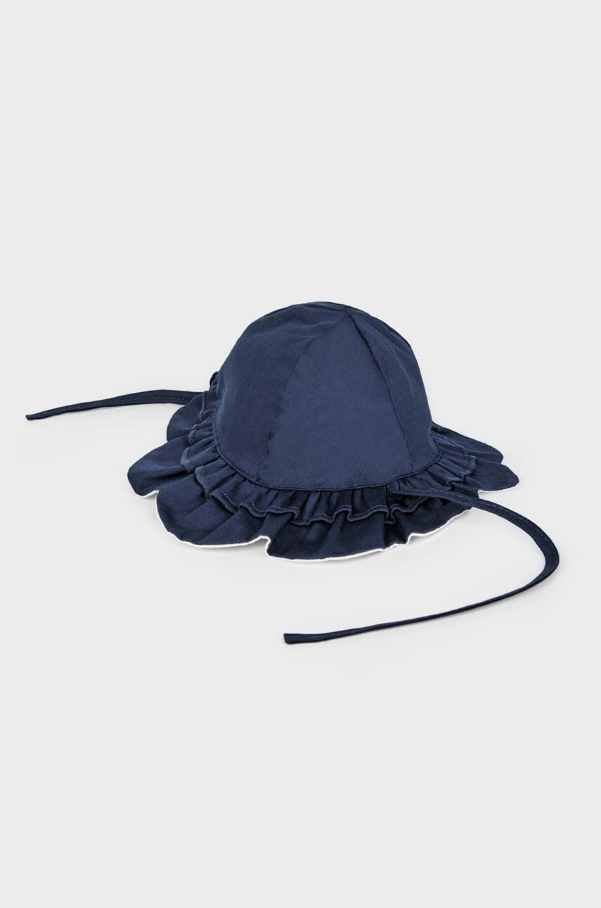 Levně Oboustranný bavlněný dětský klobouk Mayoral Newborn tmavomodrá barva