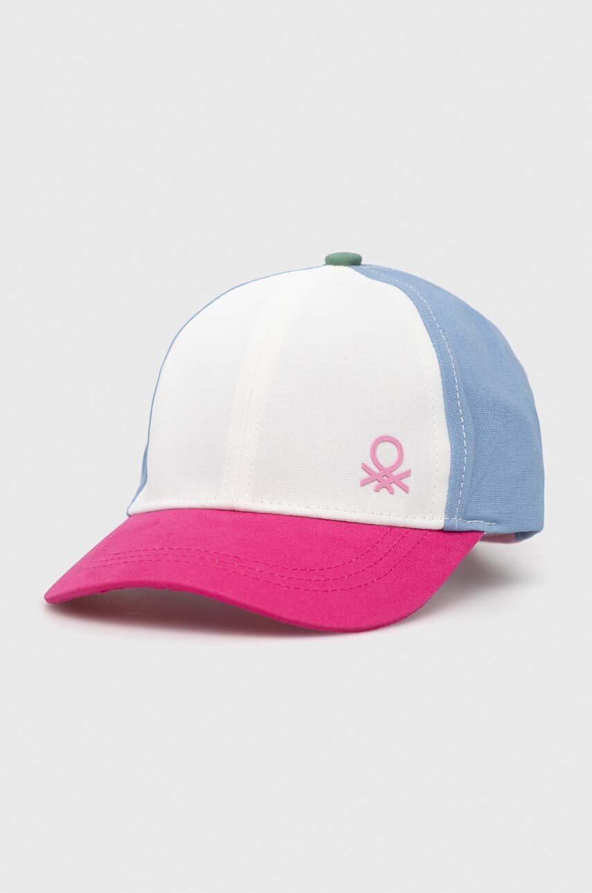 

Детска памучна шапка с козирка United Colors of Benetton с изчистен дизайн, Многоцветен