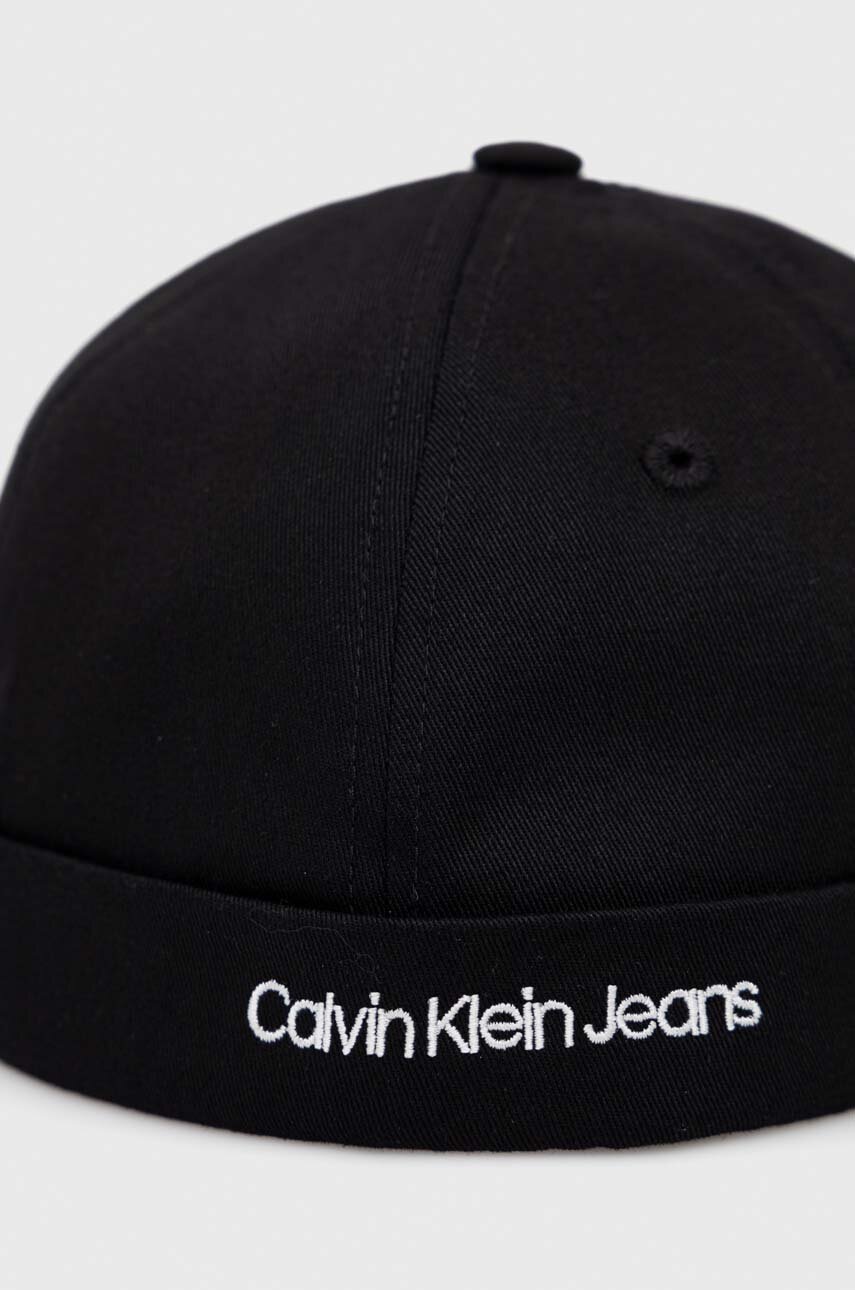 Дитяча бавовняна шапка Calvin Klein Jeans колір чорний з тонкого трикотажу з бавовни