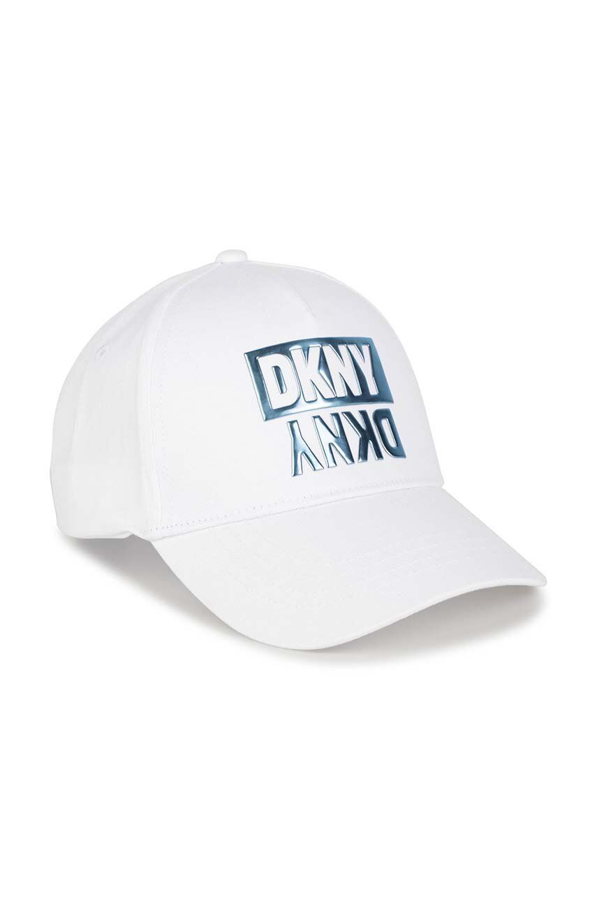 Dkny șapcă din bumbac pentru copii culoarea alb, cu imprimeu