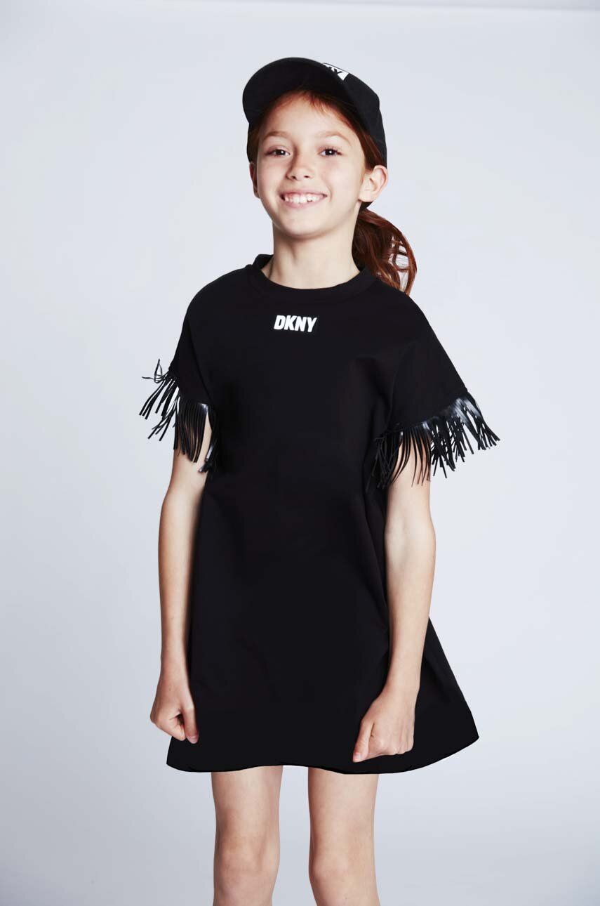 E-shop Dětská bavlněná kšiltovka Dkny černá barva, s potiskem