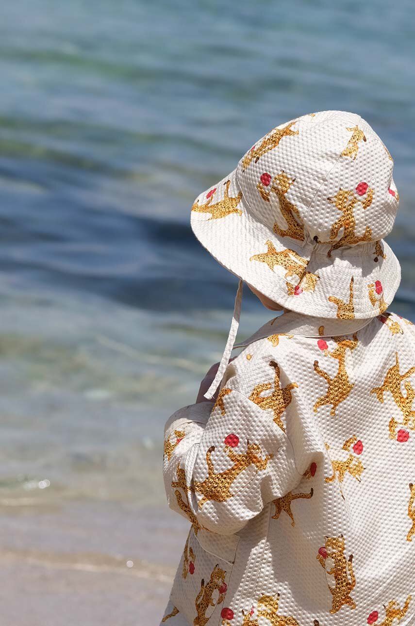 Dětský klobouk Konges Sløjd béžová barva, bavlněný