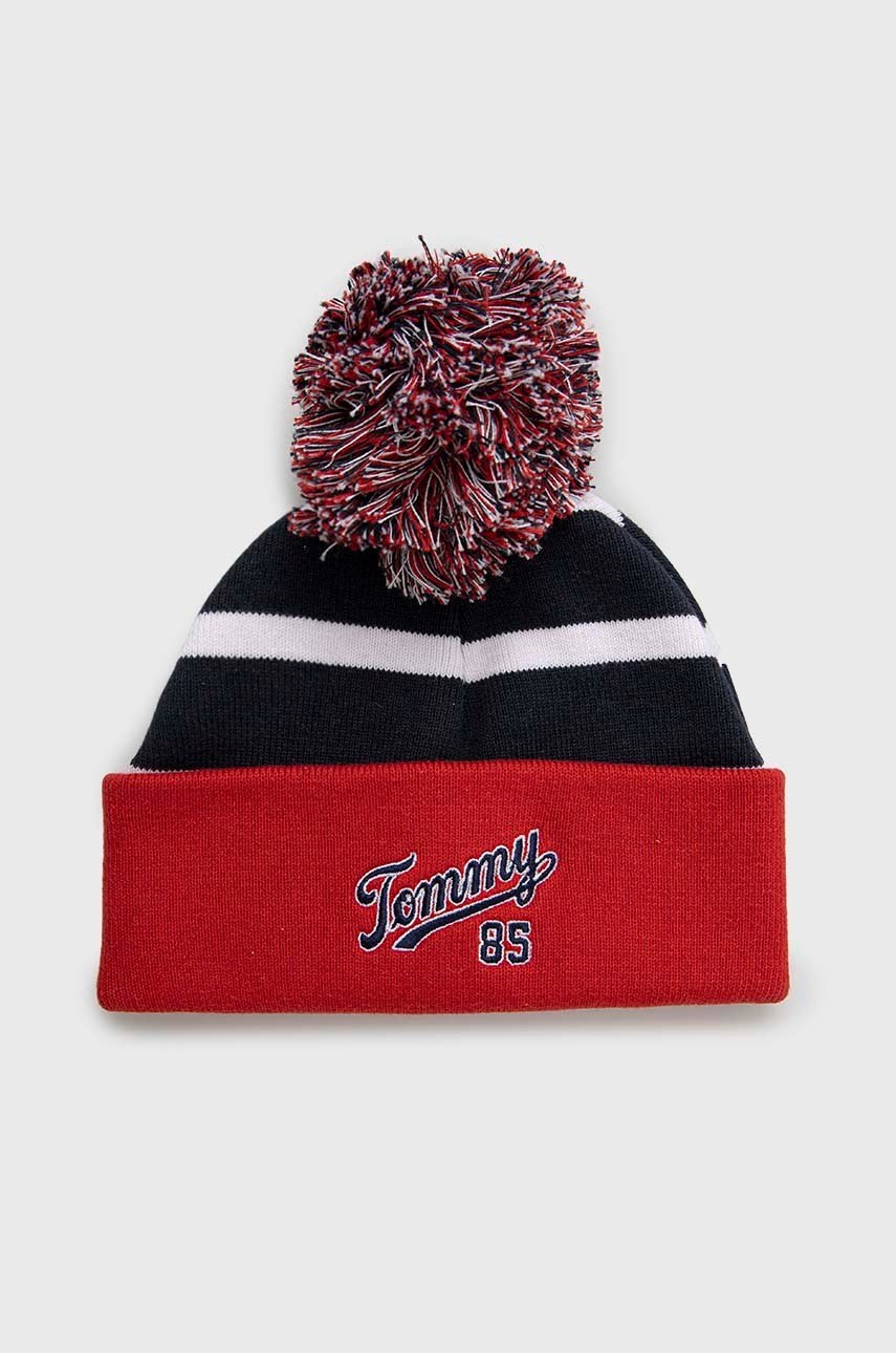 

Бавовняна шапка Tommy Hilfiger колір червоний з товстого трикотажу з бавовни
