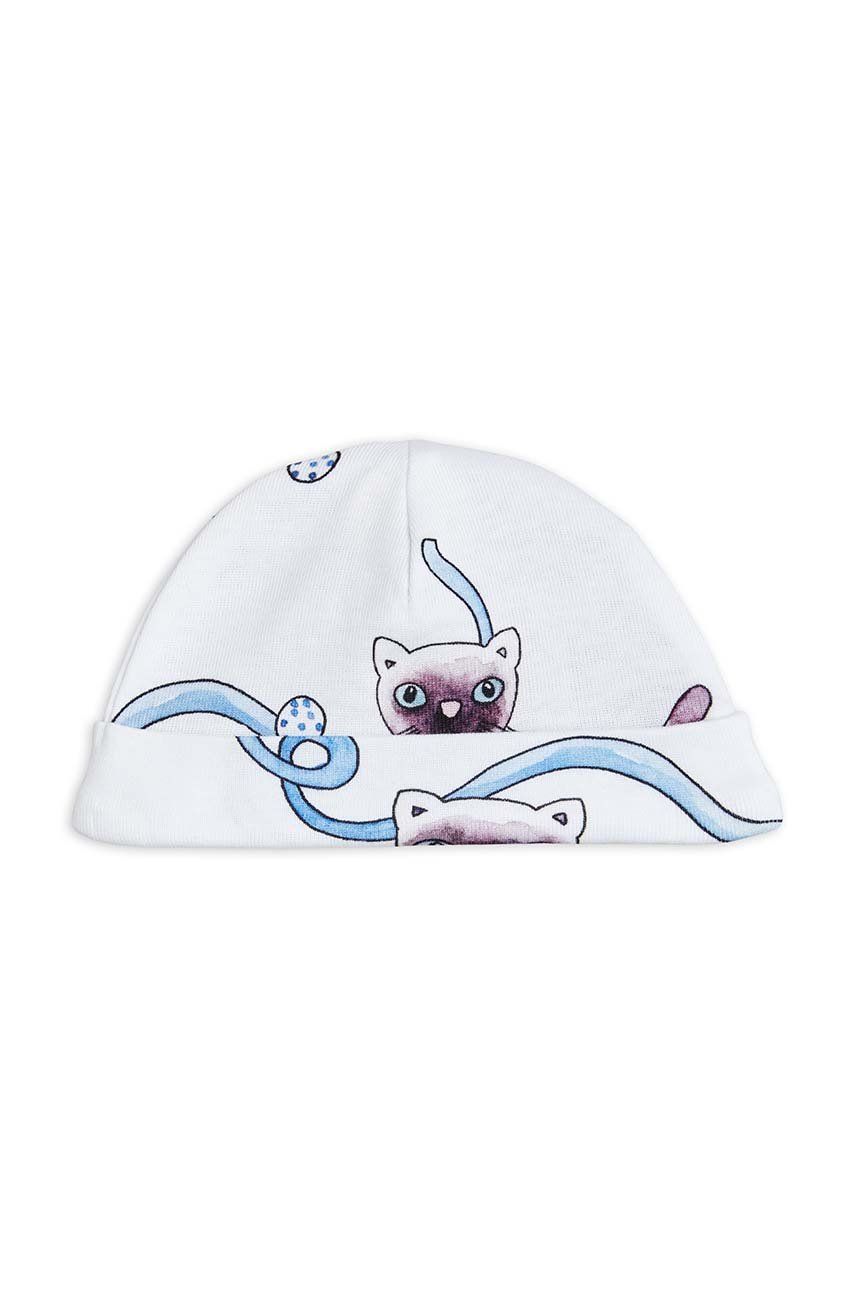 E-shop Dětská bavlněná čepice Mini Rodini bílá barva, z tenké pleteniny