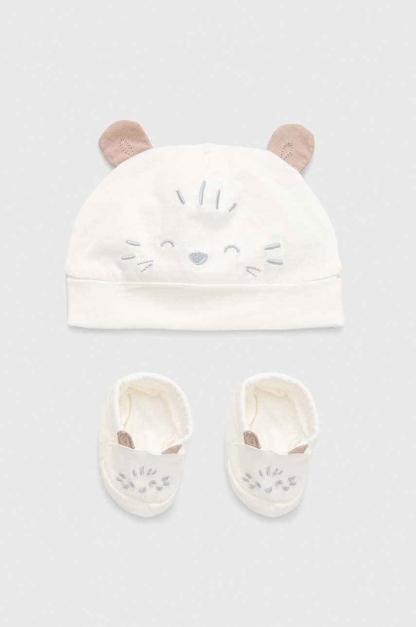 OVS Pălărie și Papuci Pentru Bebeluși Culoarea Alb, Bumbac