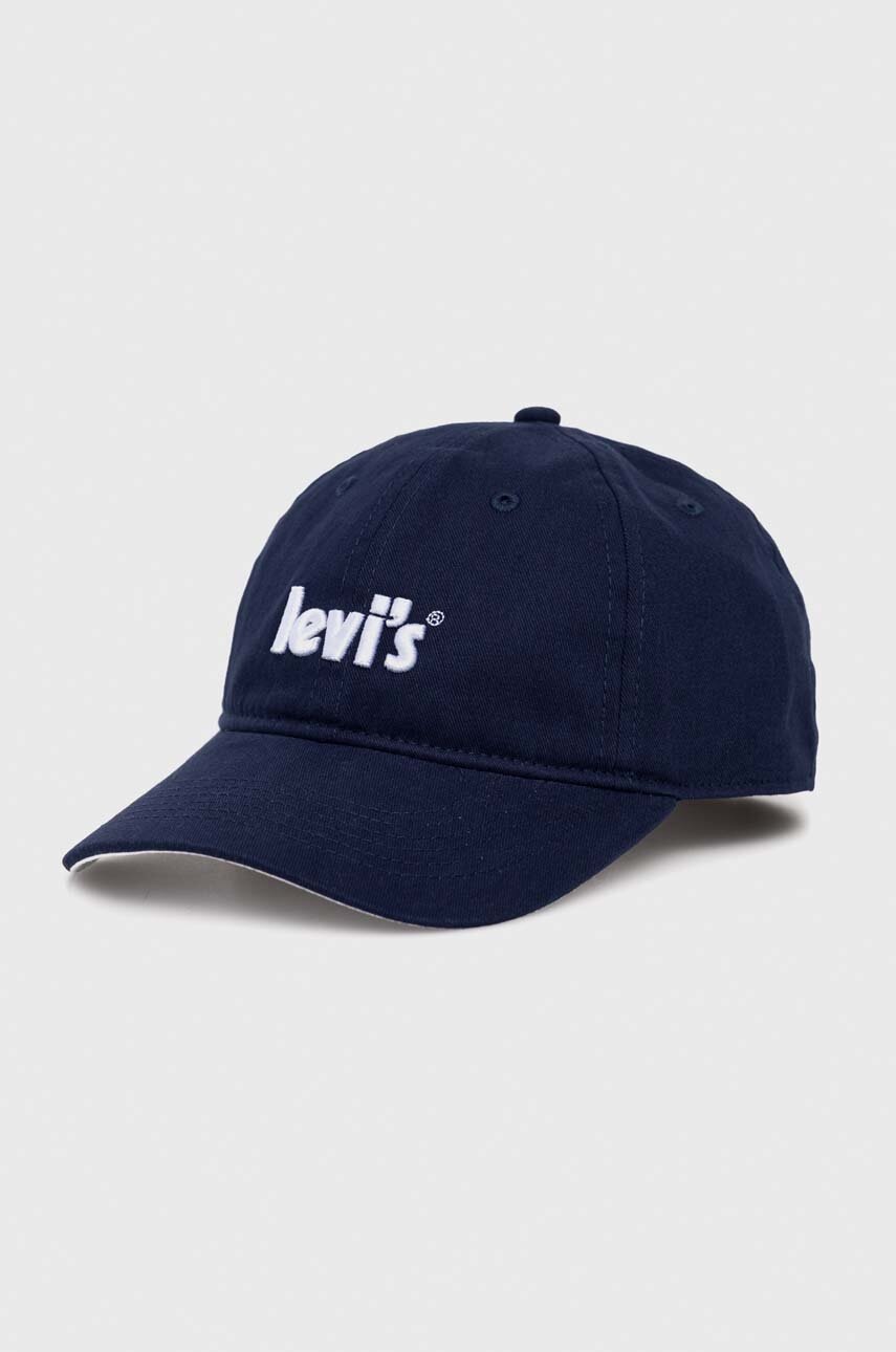

Детска шапка Levi's в тъмносиньо с принт, Тъмносин