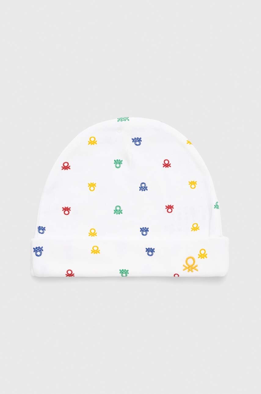 

Дитяча бавовняна шапка United Colors of Benetton 2-pack колір білий з тонкого трикотажу з бавовни
