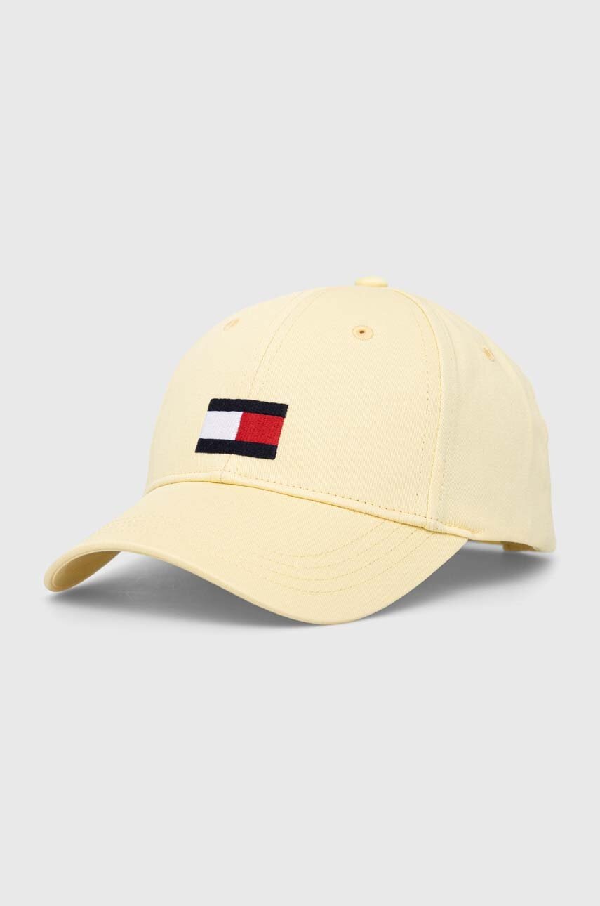 

Дитяча бавовняна кепка Tommy Hilfiger колір жовтий з аплікацією