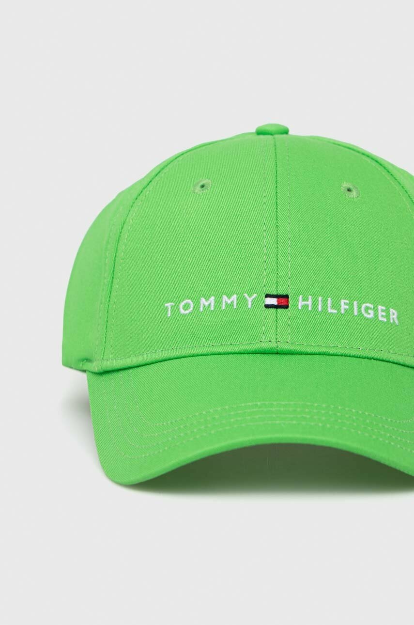 

Детская хлопковая кепка Tommy Hilfiger цвет зелёный с аппликацией